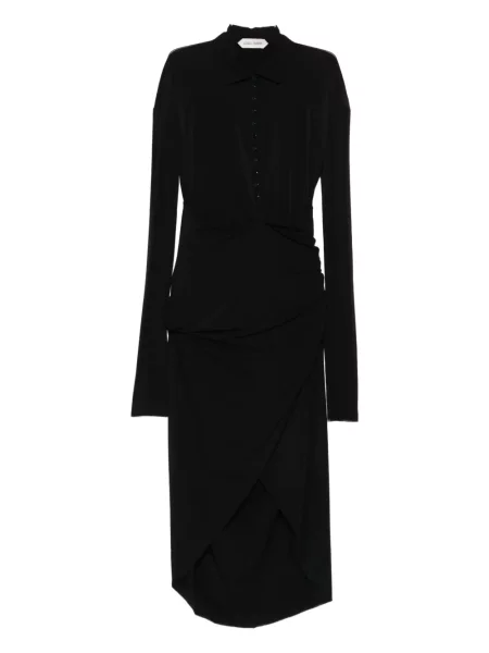 Sukienka maxi Alberta Ferretti asymetryczna do kolan garniturowa czarna