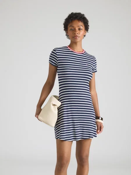 Tommy Jeans Rochie de vară bleumarin / roșu alb