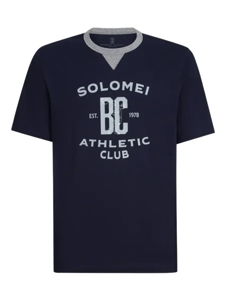 Tricou Brunello Cucinelli cu decolteu rotund albastru