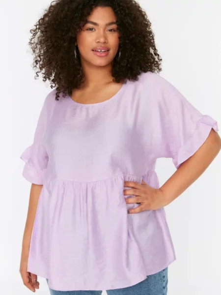 Dzianinowa bluzka Trendyol fioletowa