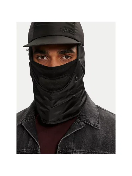 Megztas kepurė Alpha Industries su gobtuvu juoda