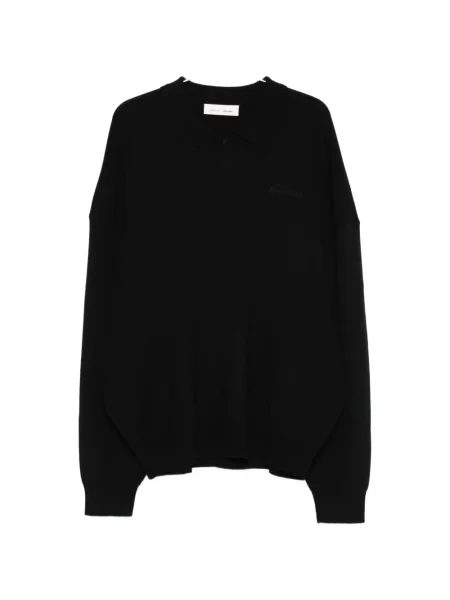 Tricou polo Fear Of God Essentials cu broderie negru