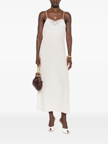Rochie midi Chloé din dantelă roz