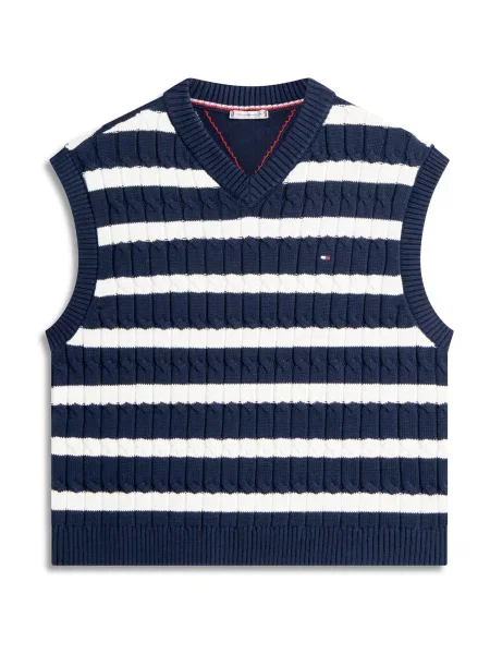 TOMMY HILFIGER Pulover bleumarin alb