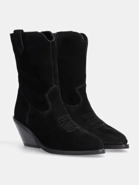 Answear Lab cizme de cowboy din piele intoarsa femei cu drept izolare usoara negru