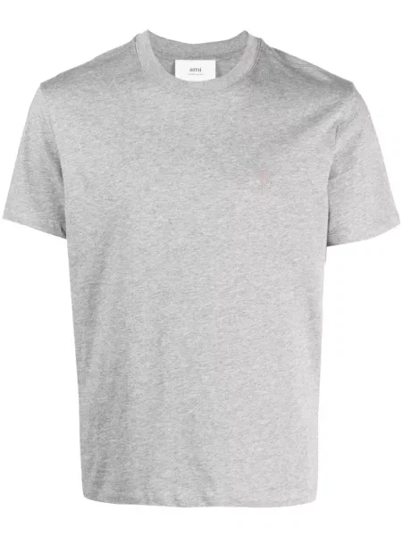 Tricou Ami Paris cu broderie gri