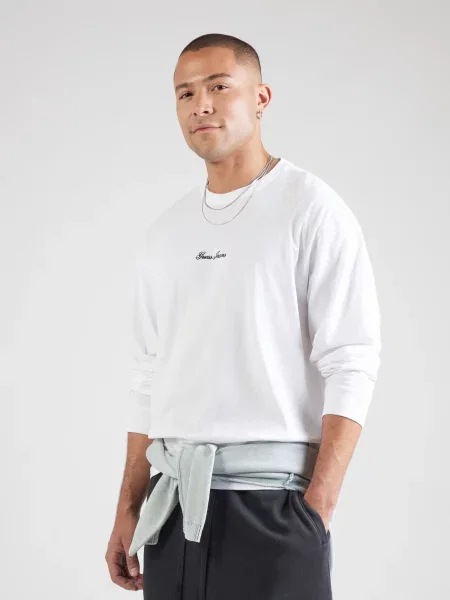 Tričko Guess Jeans s dlhými rukávmi biela