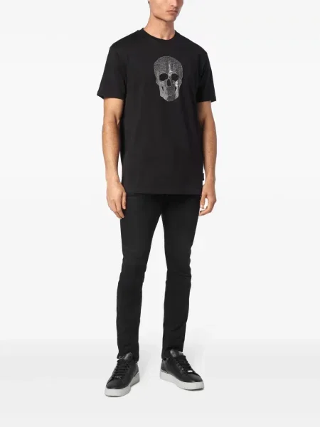 Marškinėliai Philipp Plein su kristalais juoda