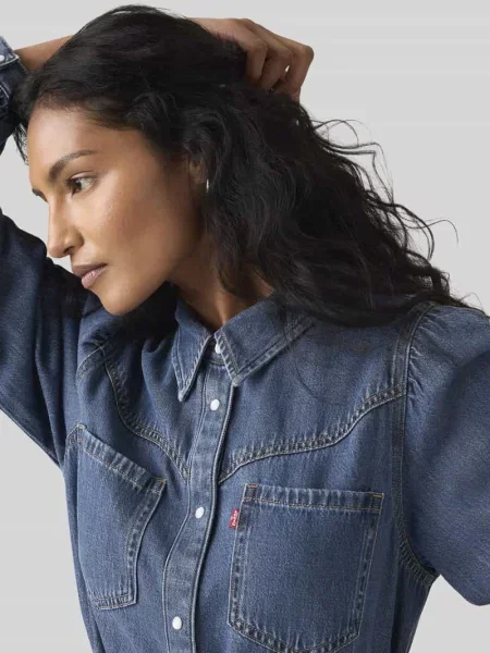 Levi's sukienka jeansowa JOURNEY LS MAXI niebieska