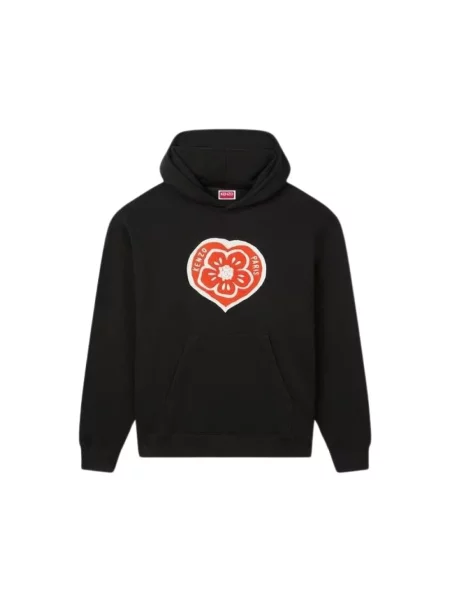 Bluza z kapturem Kenzo w kwiatki z logo czarna