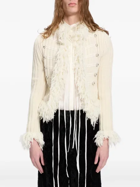 Geacă Ann Demeulemeester cu franjuri alb