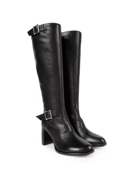 Botine Ann Demeulemeester din piele cu cataramă negru