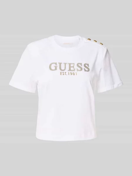 T-shirt krótki z nadrukiem z logo biała