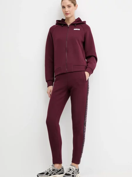 Emporio Armani bluza z kapturem gładka bordowy