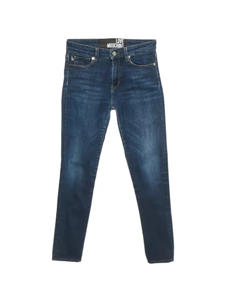 Blugi skinny Love Moschino cu motiv cu inimi skinny fit albastru