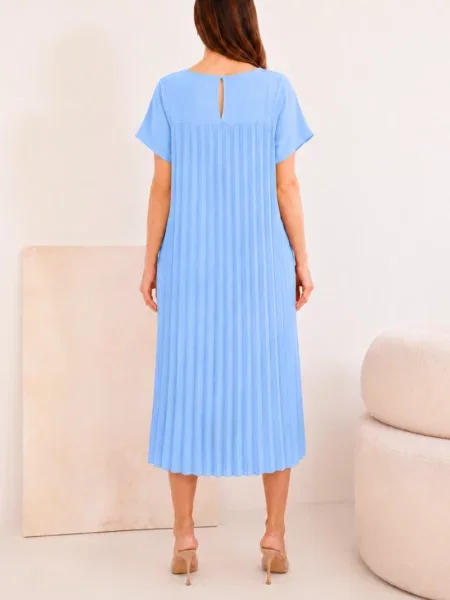 Rochie mini Kesi Włoski cu mâneci scurte albastru