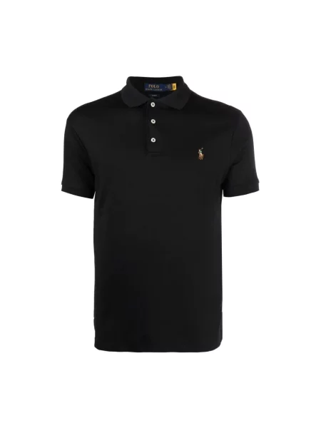 Dzianinowa koszulka polo Ralph Lauren z krótkim rękawem czarna