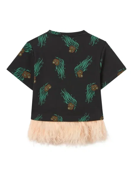 Tricou La Doublej cu model floral negru
