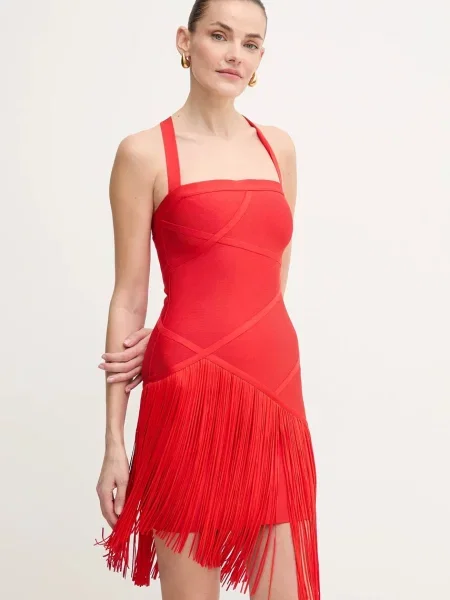 Herve Leger sukienka Josephine mini dopasowana czerwony