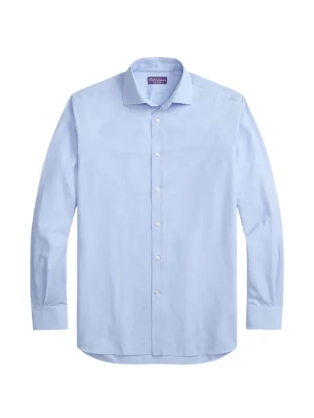 Cămașă Ralph Lauren Purple Label în carouri din țesătură twill albastru