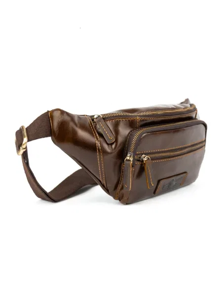 Кожаная поясная сумка Royalbag коричневая