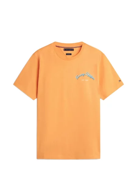Tricou Tommy Hilfiger cu imagine portocaliu