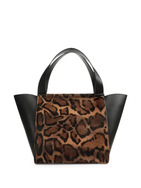 Geantă shopper Sergio Rossi cu imagine cu model leopard maro