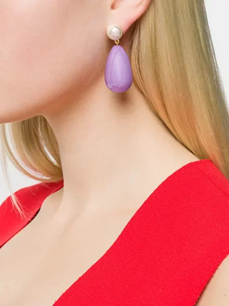 Auskarai Eshvi su perlais violetinė