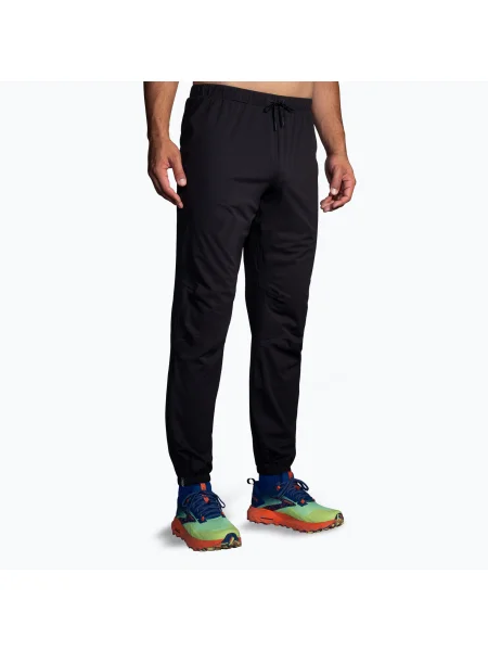 Мъжки водоустойчиви панталони за бягане Brooks High Point Black черно