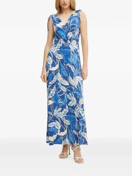 Rochie maxi Morgan fără mâneci cu imagine albastru