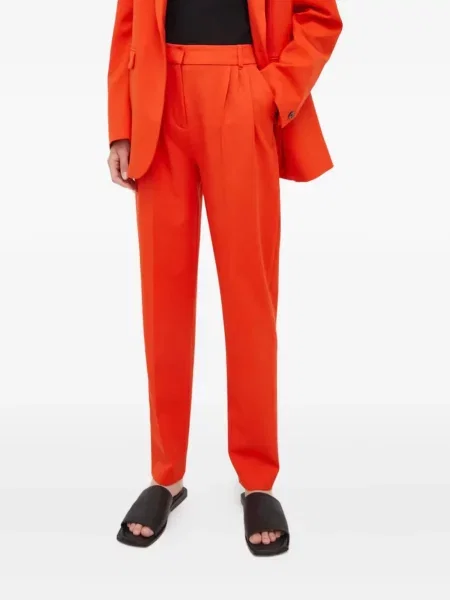 Pantaloni Samsøe Samsøe plisate portocaliu