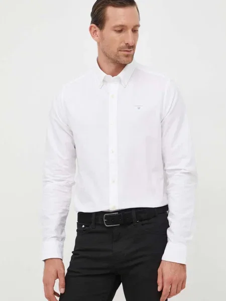 Barbour camasa din Oxtown barbati cu guler button-down slim alb