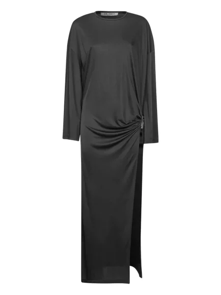 Rochie maxi The Attico cu crăpătură de costum gri