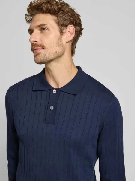 Koszulka polo o kroju regular fit z czystej bawełny model TORINO' Selected granatowa