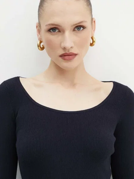 Пуловер Max Mara Leisure дамски от лека материя тъмносиньо
