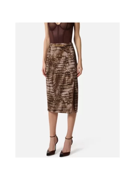 Spódnica midi Elisabetta Franchi brązowa