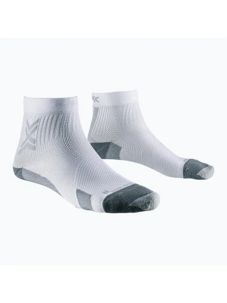 Șosete de alergare pentru bărbați X-Socks Run Discover Ankle arctic/gri alb/galben perlat alb