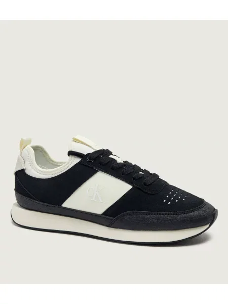 Calvin Klein Sneakers Retro Runner | piele întoarsă negru