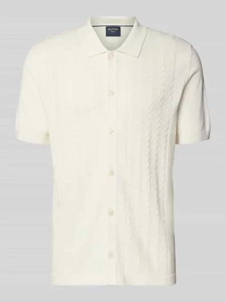 Koszulka polo o kroju regular fit z rękawem o dł. Olymp Level Five białe