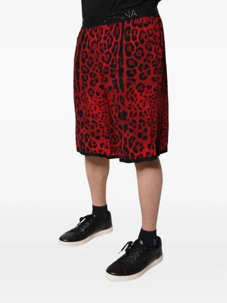 Шорти Dolce & Gabbana с принт с леопардов принт червено