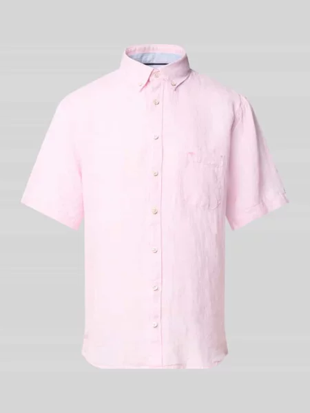 Koszula z lnu o kroju regular fit z kołnierzykiem typu button down Fynch-hatton różowa