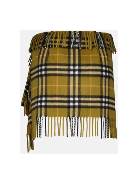 Spódnica mini Burberry z frędzli z kaszmiru asymetryczna żółta