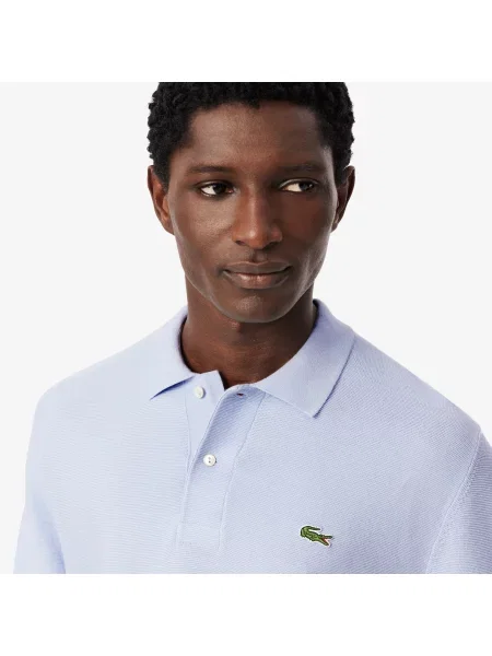 Lacoste Sweter Z Kołnierzykiem Polo Z Krótkim Rękawem Classic Fit Jasnoniebieski niebieski