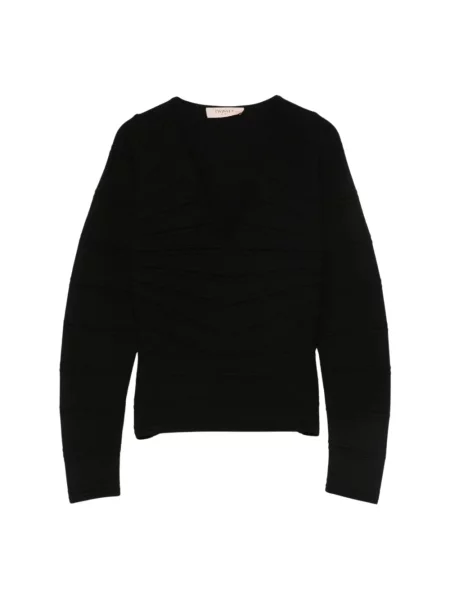 Sweter Twinset z głębokim dekoltem czarny