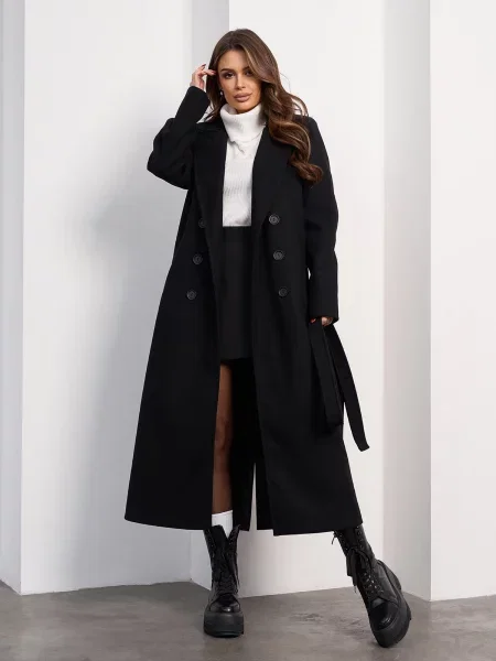 Пальто ISSA Plus кашемір чорний