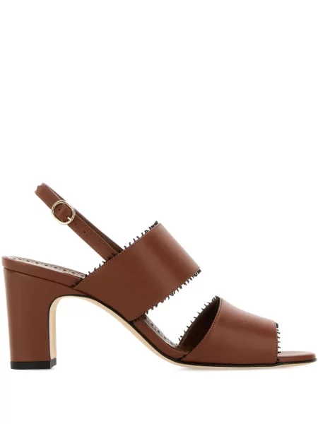 Kožené sandály Manolo Blahnik hnědé