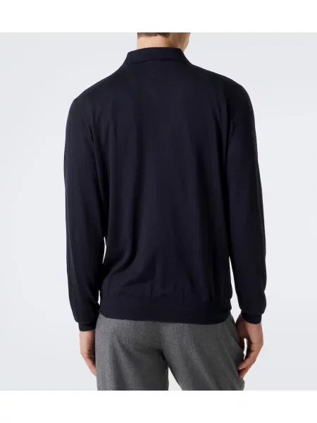 Tricou polo Lardini de lână albastru