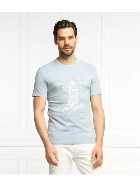 GUESS Tricou Thewat albastru