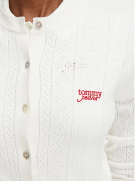 Tommy Jeans Pletena jopica Pointelle bela