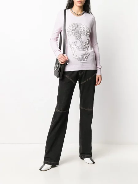 Pulover Philipp Plein cu perle roz